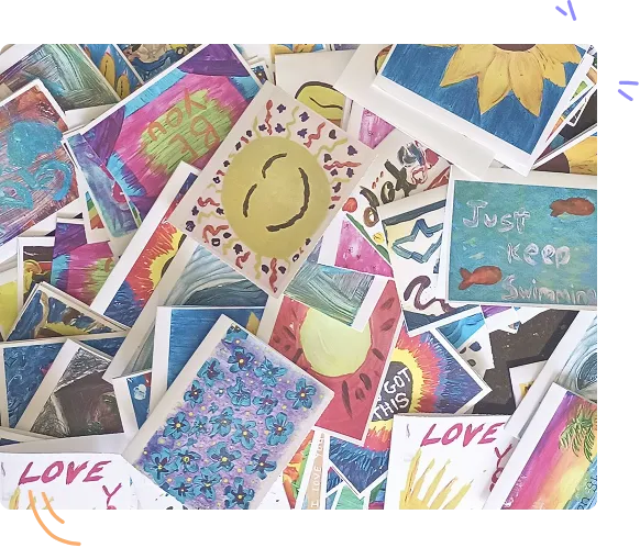 Community members creating cards together